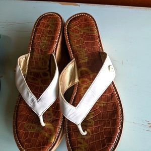 Sam Edelman white platform wedges in size 8.5 medium.